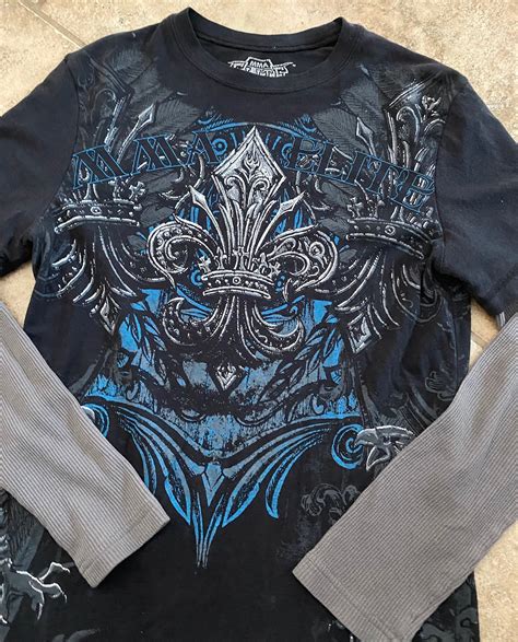 MMA Elite Shirt Mens 2XL Blue Black Skulls Crosses All Over Print T-Shirt. . Mma elite shirts